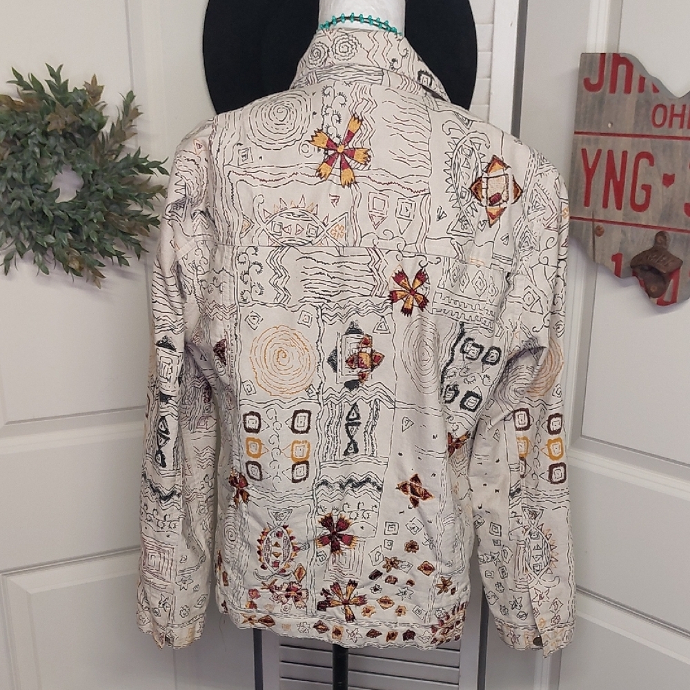 Chico's Beige Patterned Button-Up Light Jacket, A… - image 7